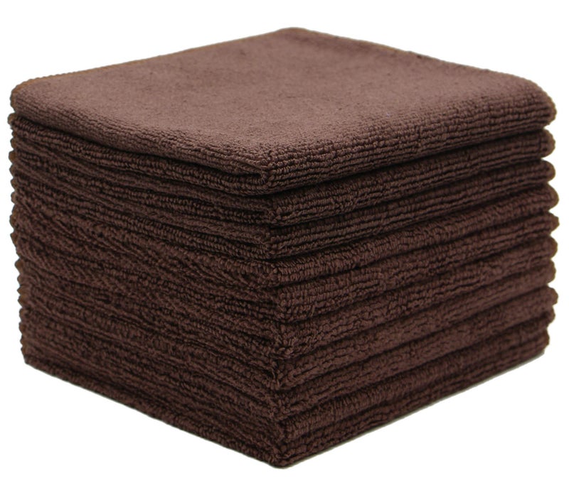 VeraSong Microfiber Dish Cloths Fast Drying Kitchen Cleaning Cloth Dish Rags Dust Cloths Ultra Absorbent Lint Free Washcloths 12inch x 12inch 10 Pack Brown - Image 2